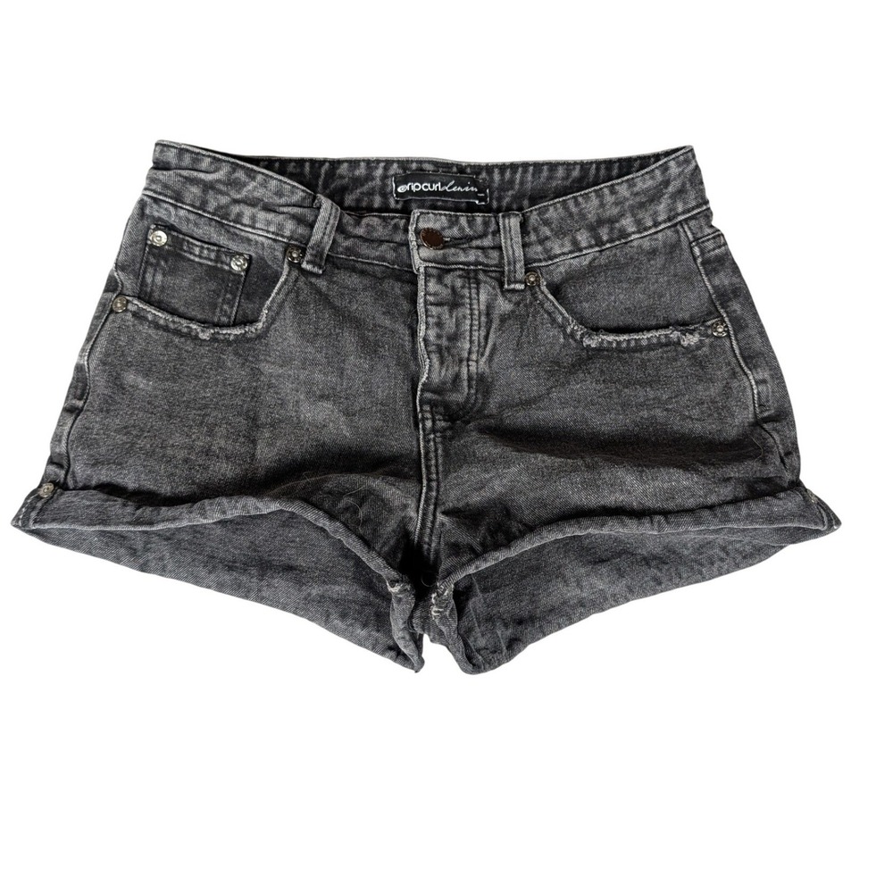 Rip Curl Denim Womens Washed Black Distressed Cuffed Jean Shorts Size 26